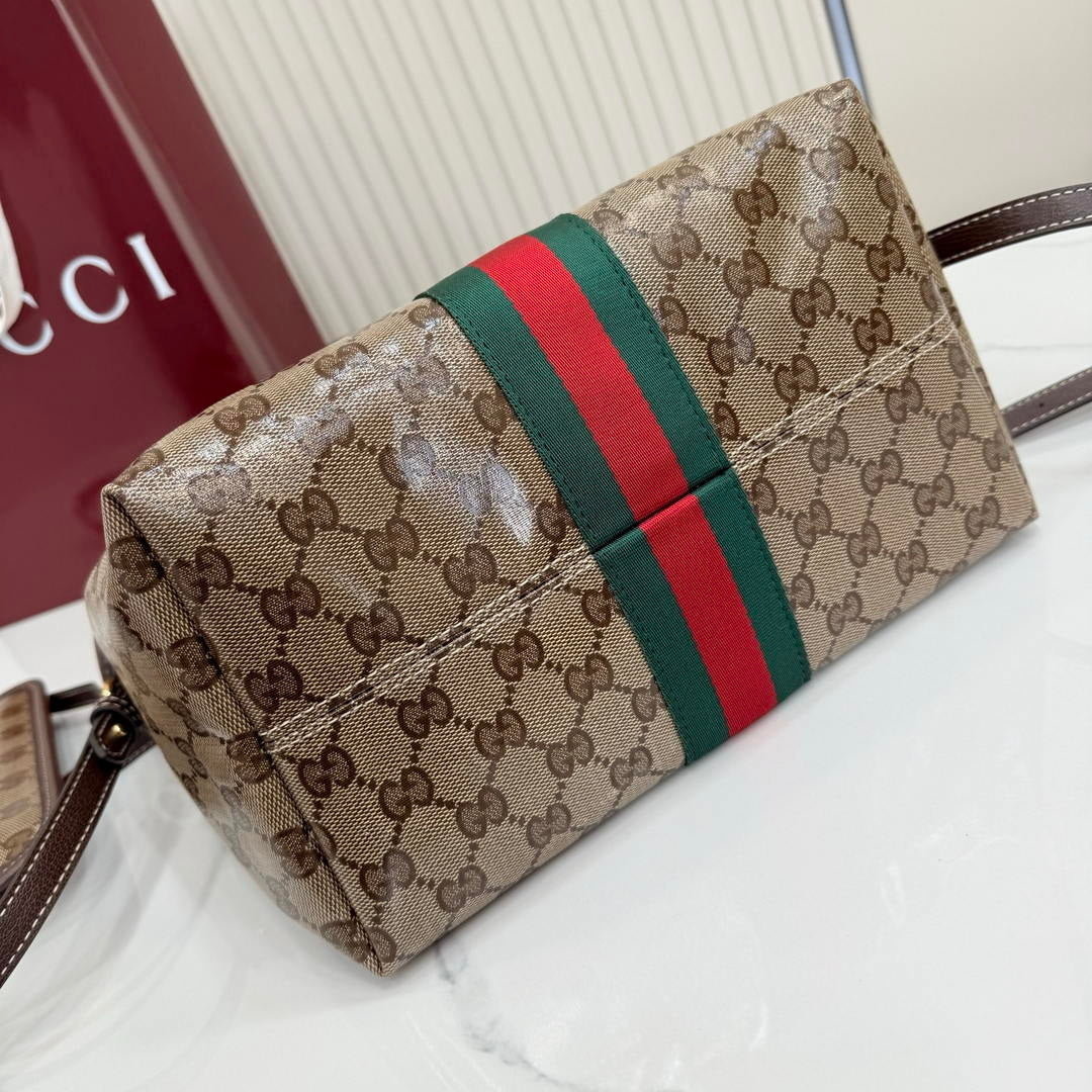 Gucci 860845 Giglio small tote bag Variation sand and brown GG fabric