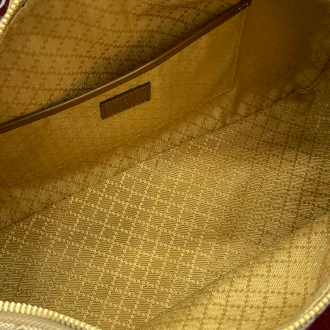 Gucci 862530 Gucci Half Horsebit Large Shoulder Bag Beige GG canvas