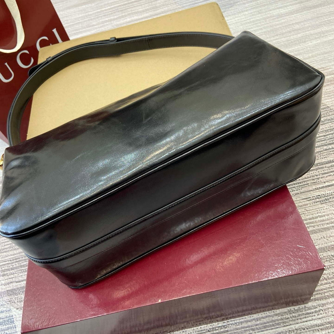 Gucci 862530 Gucci Half Horsebit Large Shoulder Bag Black