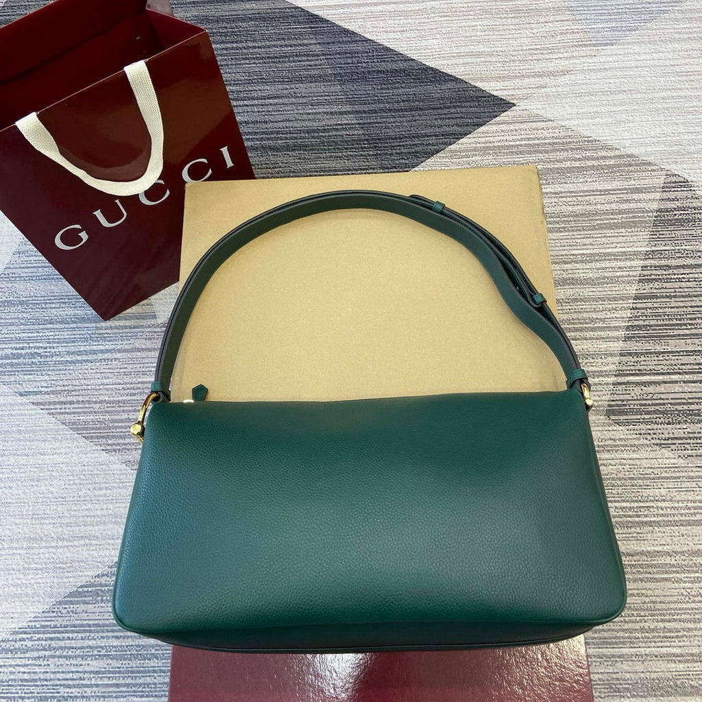 Gucci 862530 Gucci Half Horsebit Large Shoulder Bag Green