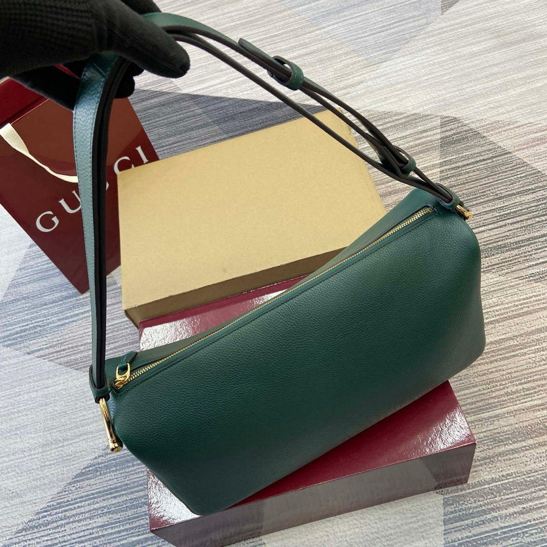 Gucci 862530 Gucci Half Horsebit Large Shoulder Bag Green