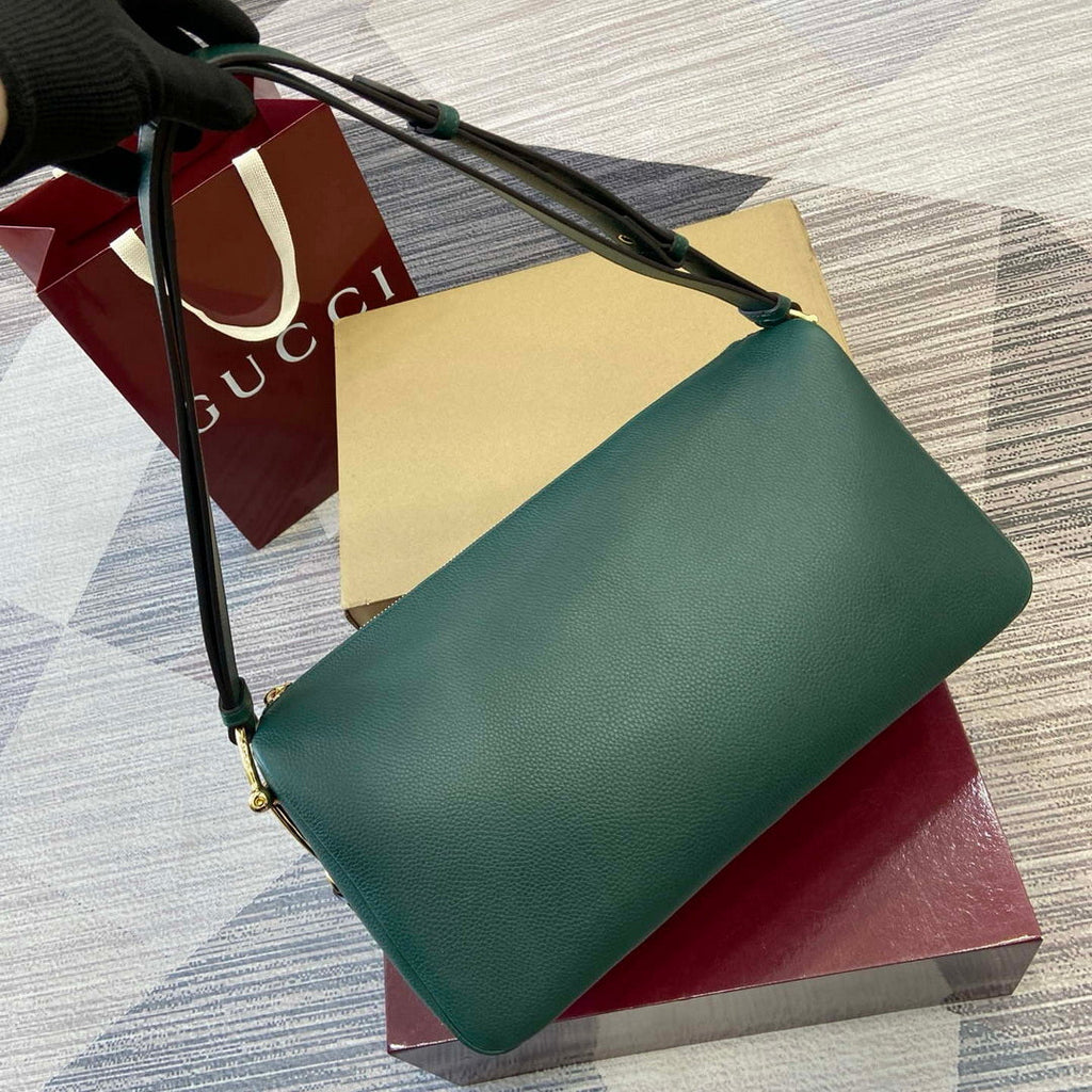 Gucci 862530 Gucci Half Horsebit Large Shoulder Bag Green