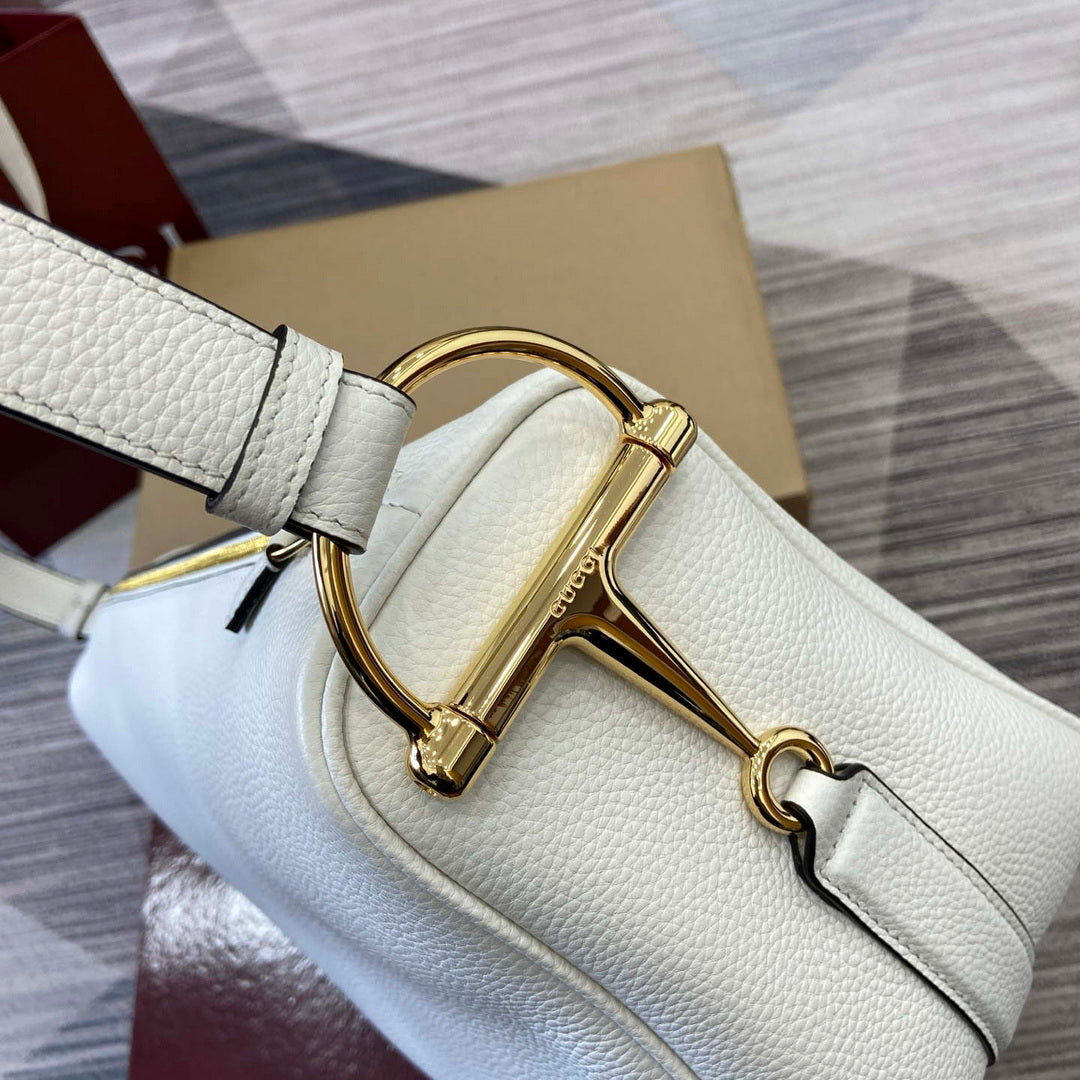 Gucci 862530 Gucci Half Horsebit Large Shoulder Bag Ivory