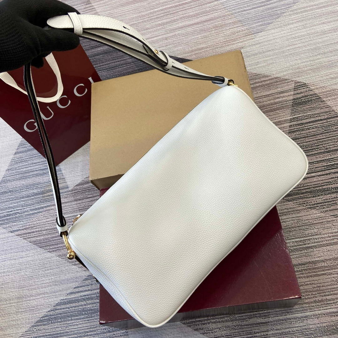 Gucci 862530 Gucci Half Horsebit Large Shoulder Bag Ivory