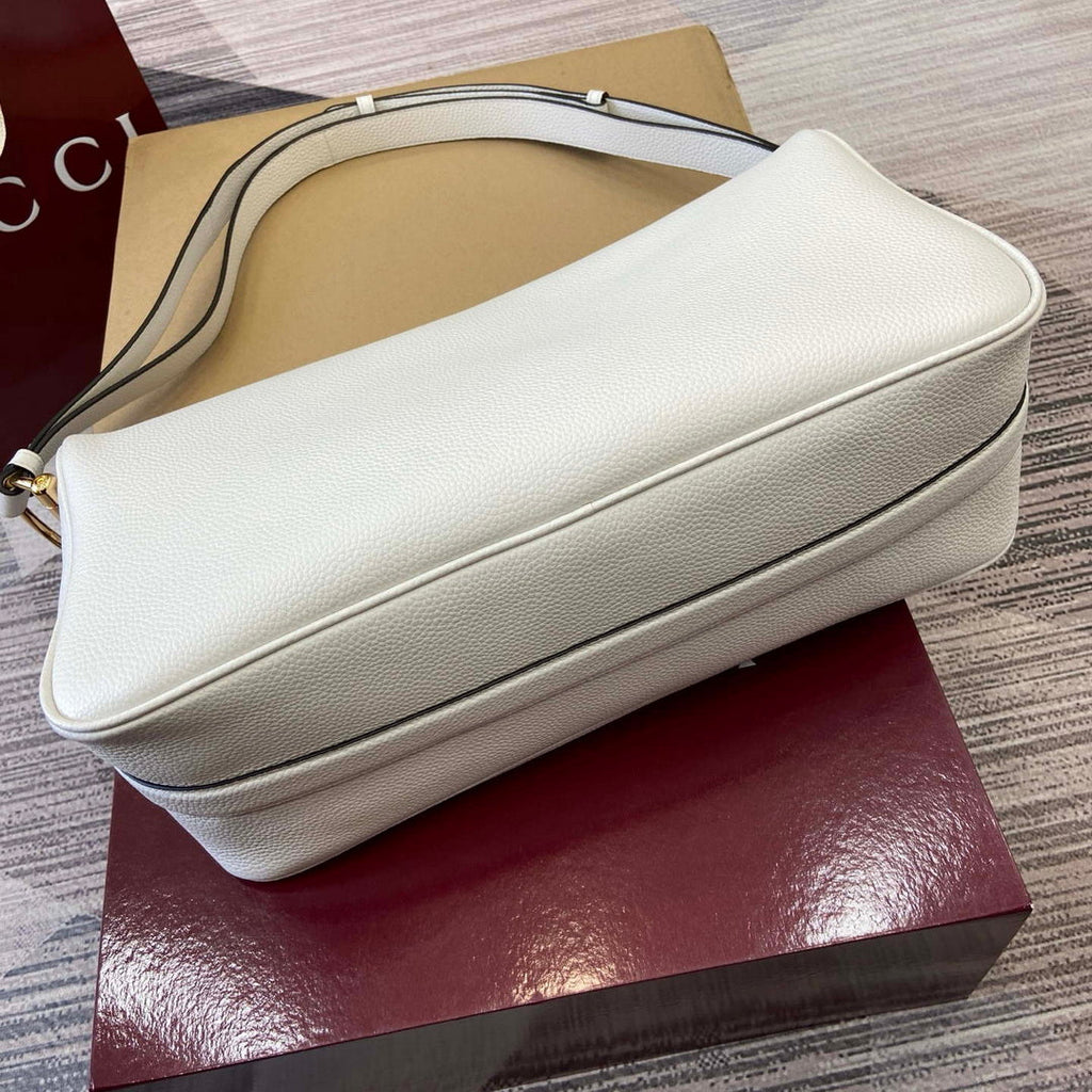 Gucci 862530 Gucci Half Horsebit Large Shoulder Bag Ivory