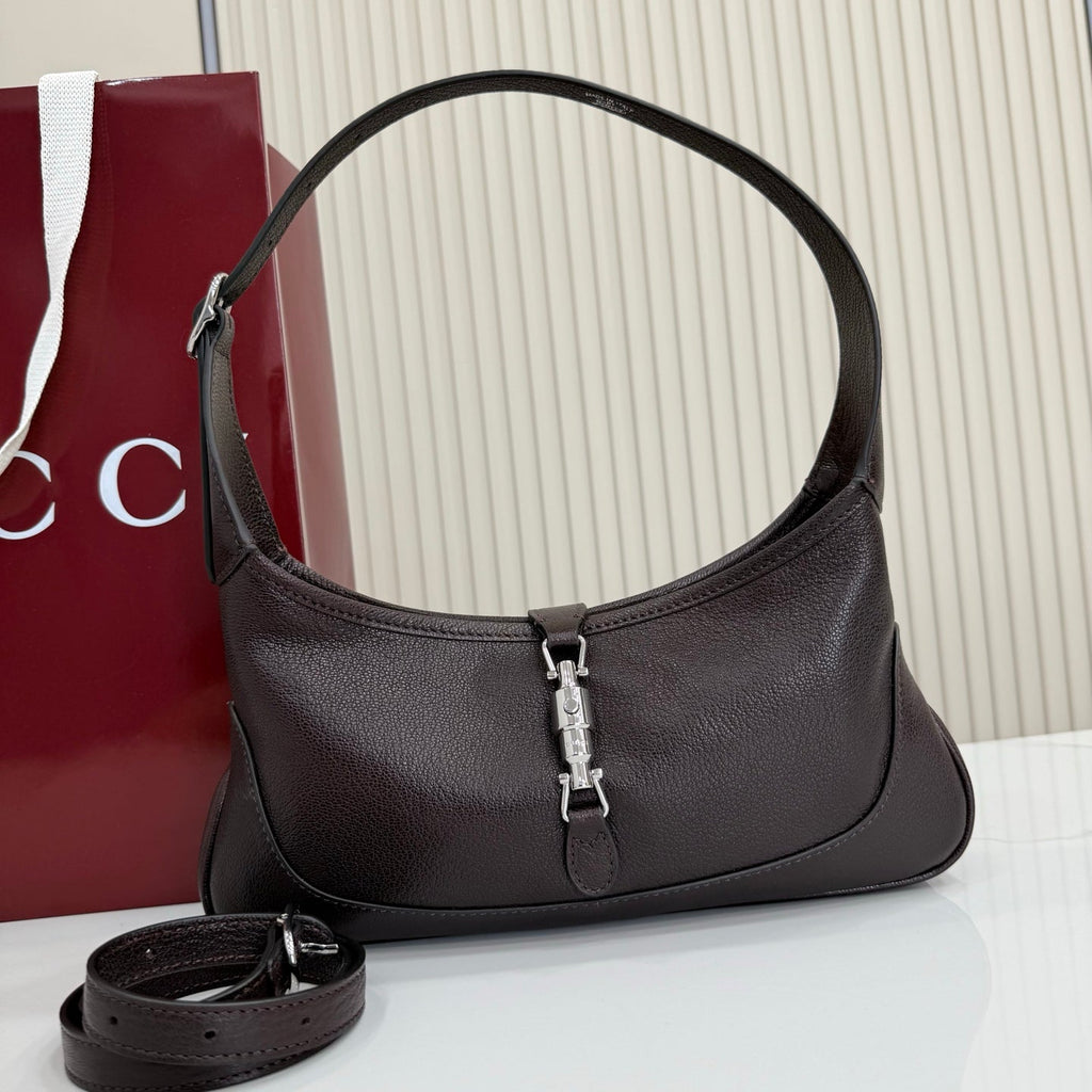 Gucci 863137 Jackie Slim Medium Shoulder Bag Dark Brown