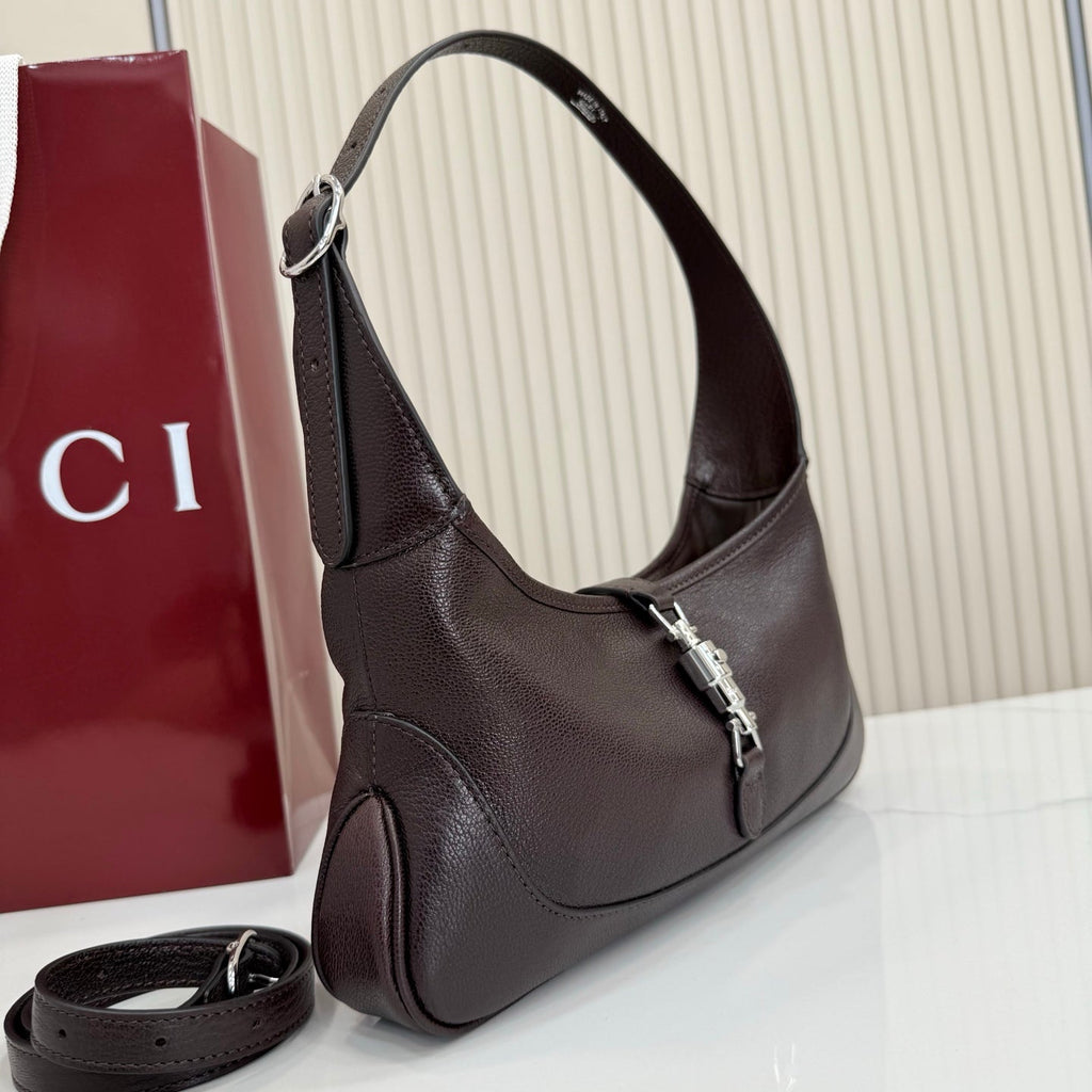 Gucci 863137 Jackie Slim Medium Shoulder Bag Dark Brown