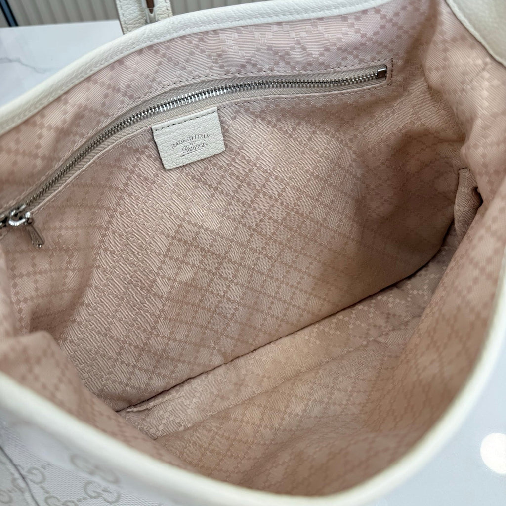 Gucci 863137 Jackie Slim Medium Shoulder Bag Ivory GG canvas
