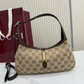 Gucci 863137 Jackie Slim Medium Shoulder Bag Sand and dark brown GG canvas