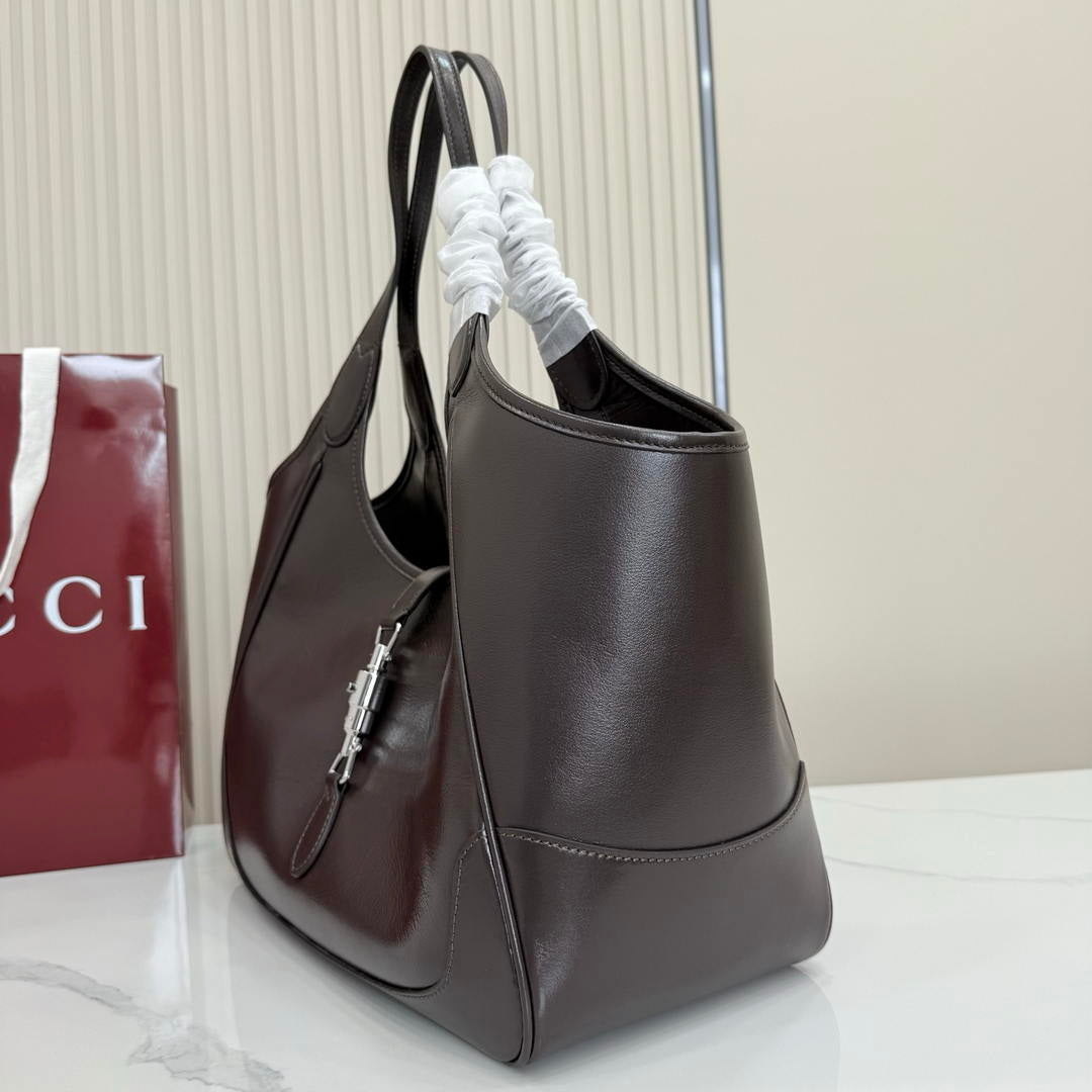 Gucci 866645 Mercato medium tote bag  Dark Brown leather