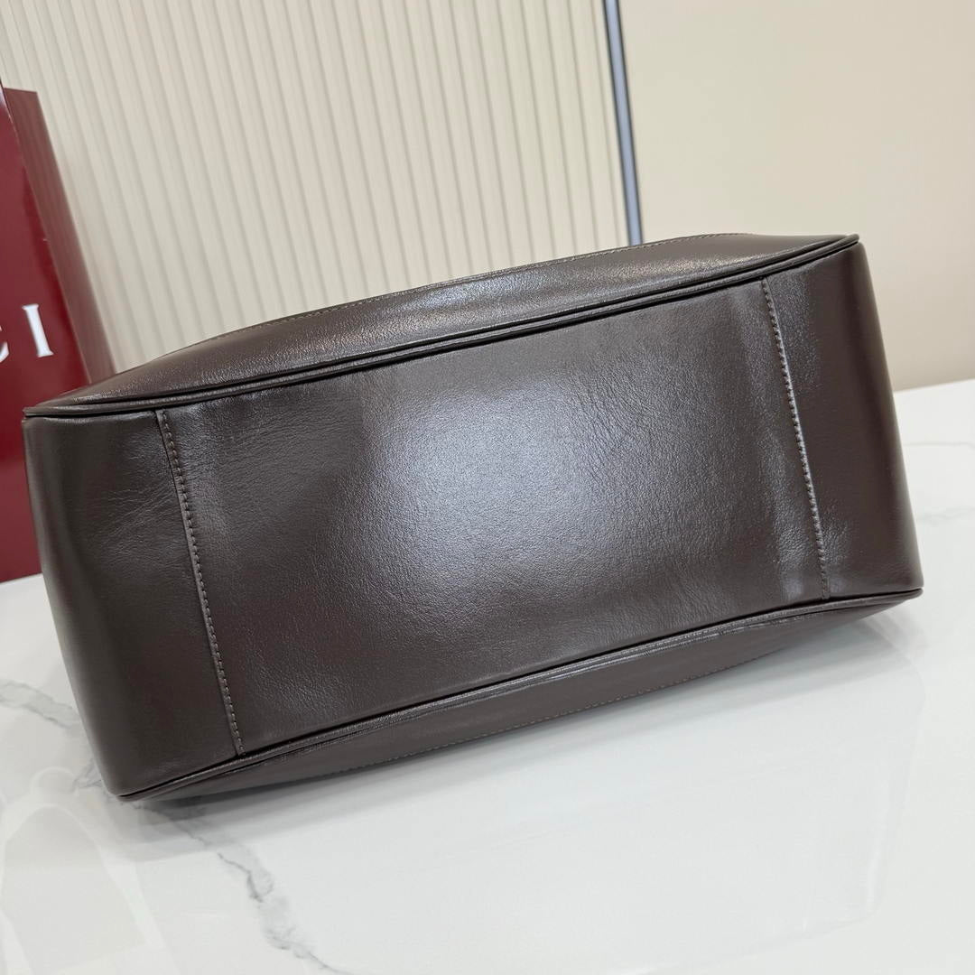 Gucci 866645 Mercato medium tote bag  Dark Brown leather