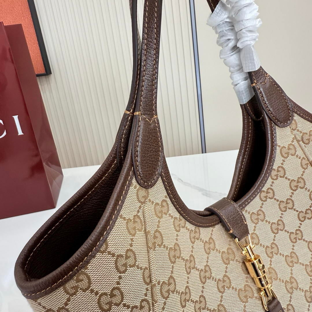 Gucci 866646 Mercato small tote bag sand and brown GG canvas