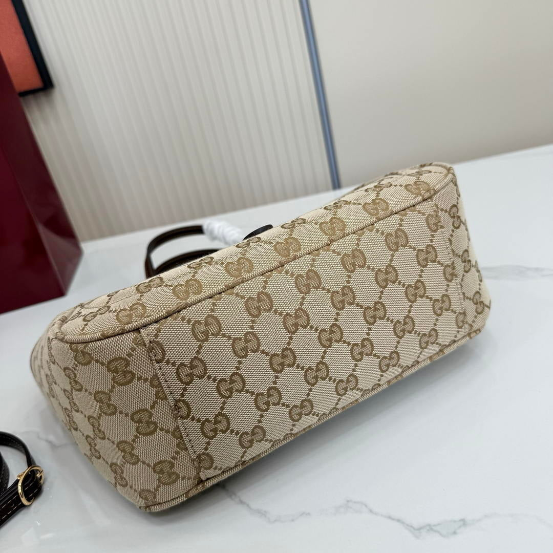 Gucci 866646 Mercato small tote bag sand and brown GG canvas
