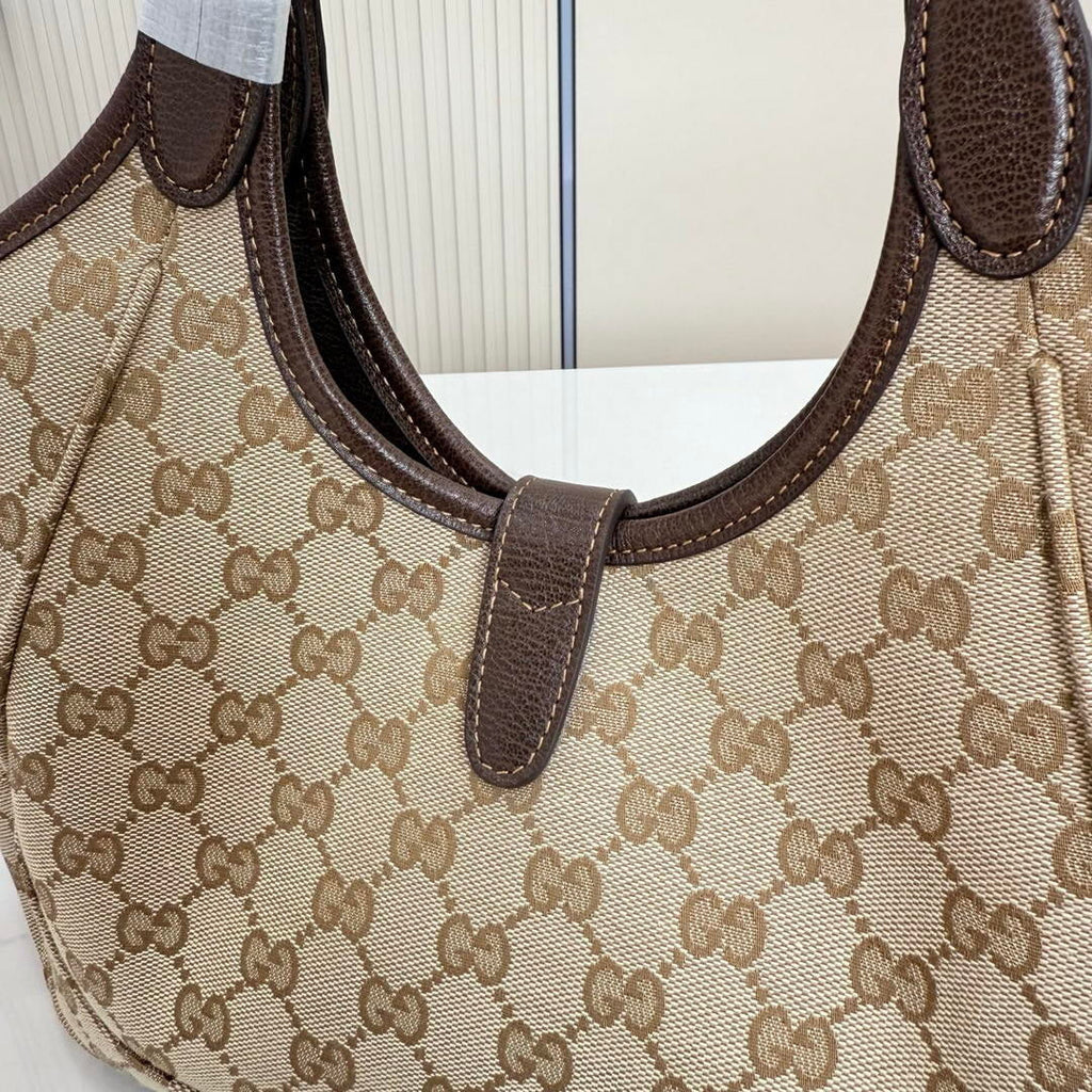 Gucci 866646 Mercato small tote bag sand and brown GG canvas