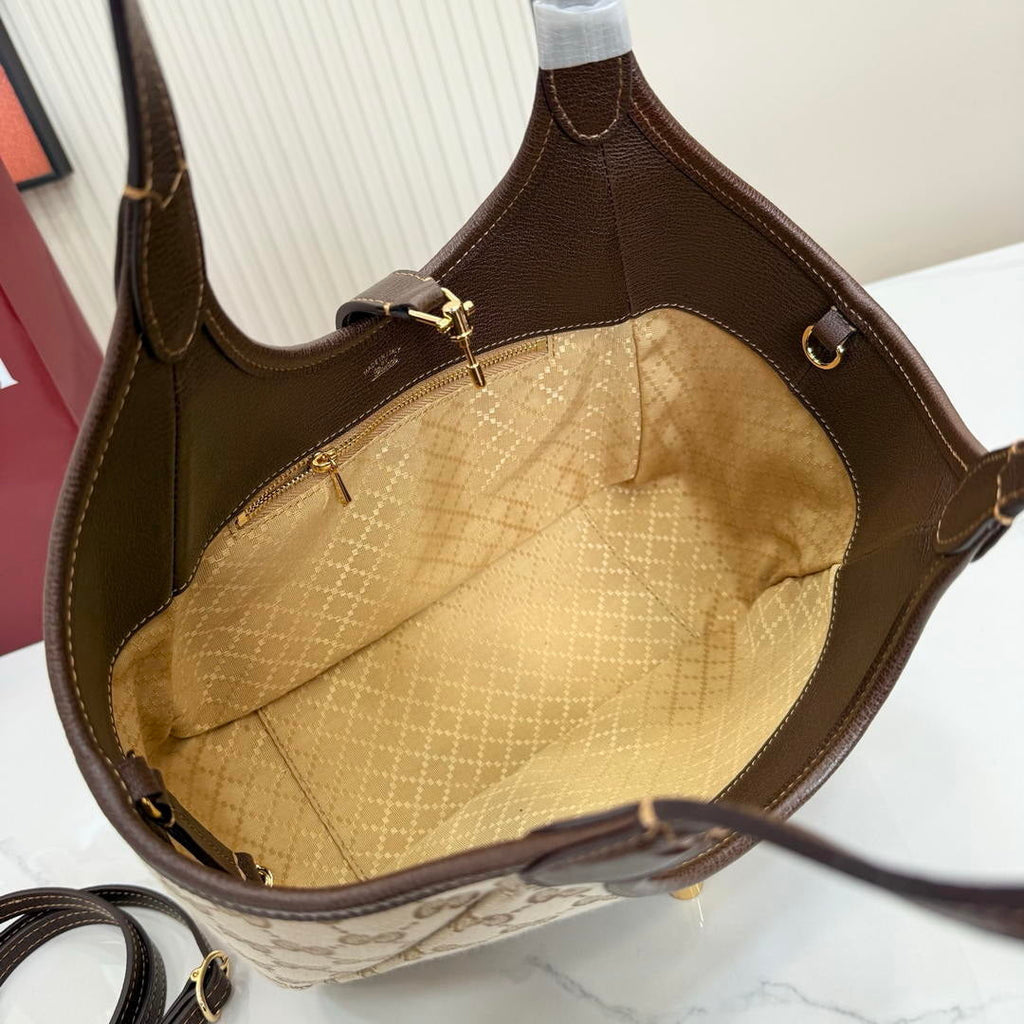 Gucci 866646 Mercato small tote bag sand and brown GG canvas