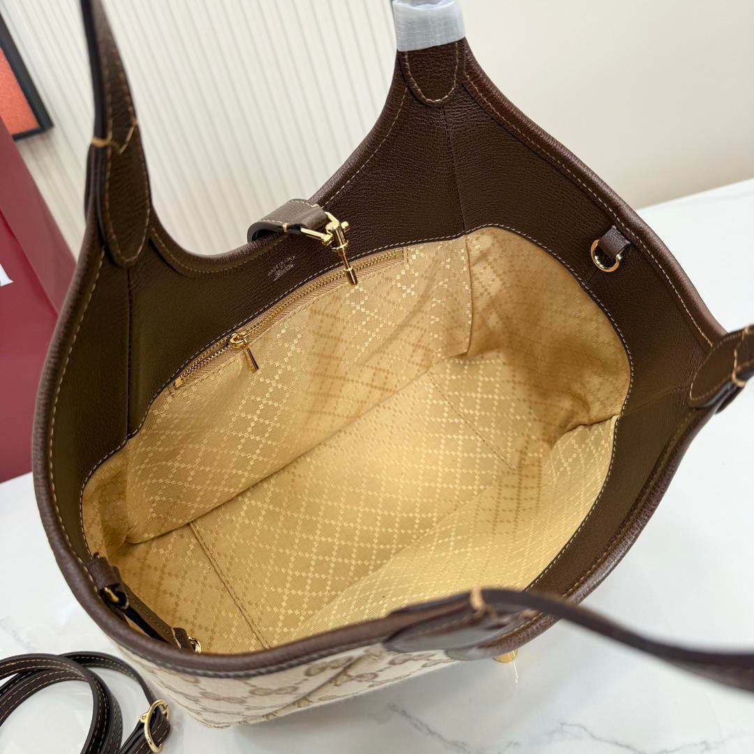 Gucci 866646 Mercato small tote bag sand and brown GG canvas