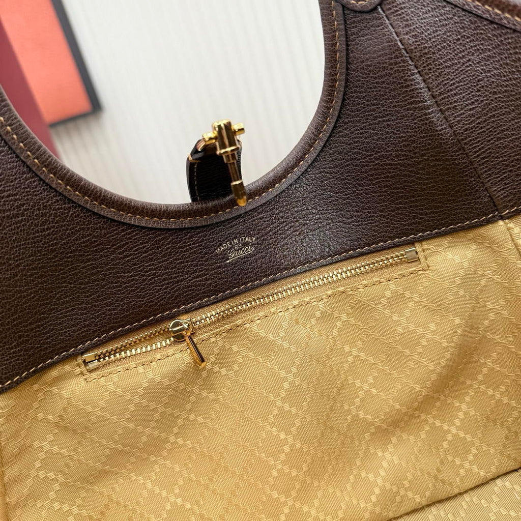 Gucci 866646 Mercato small tote bag sand and brown GG canvas