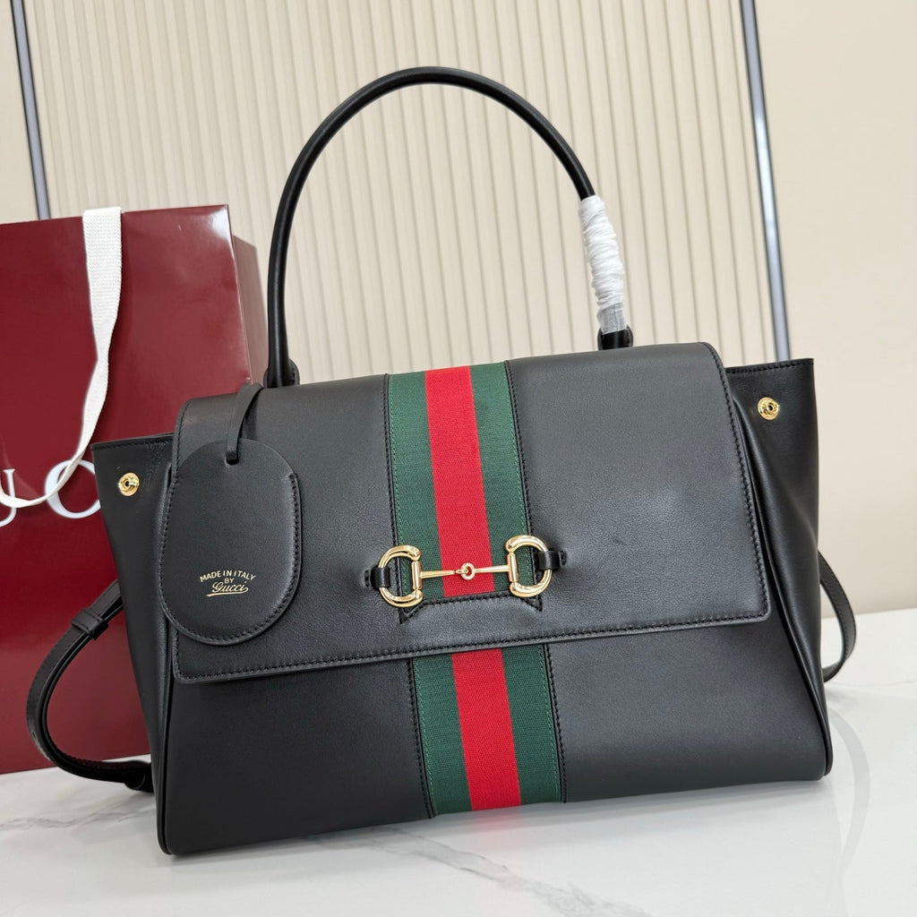 Gucci 875018 Paparazzo Medium Top Handle Bag Black