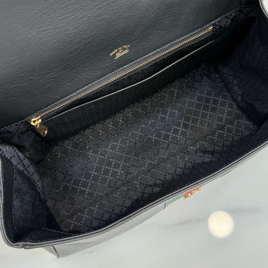 Gucci 875018 Paparazzo Medium Top Handle Bag Black