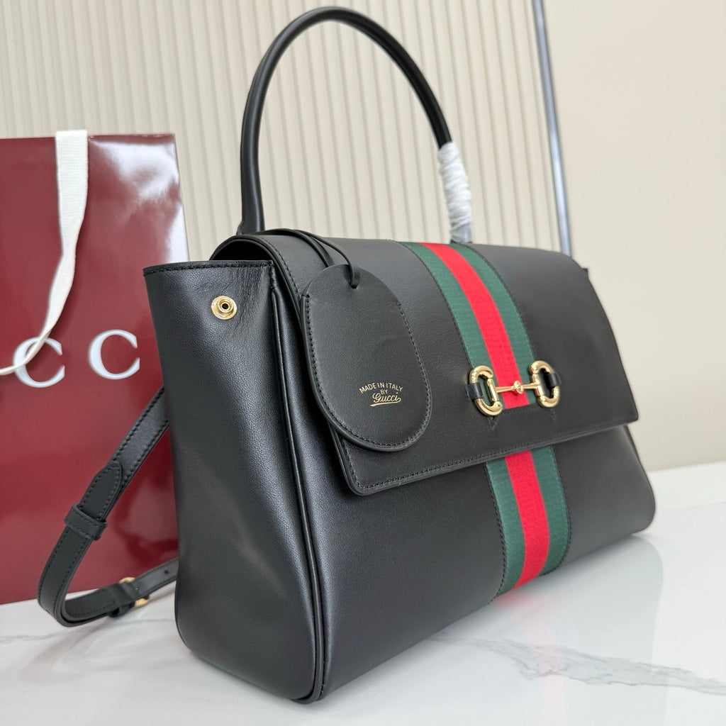 Gucci 875018 Paparazzo Medium Top Handle Bag Black