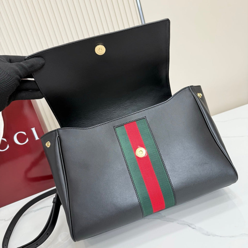 Gucci 875018 Paparazzo Medium Top Handle Bag Black