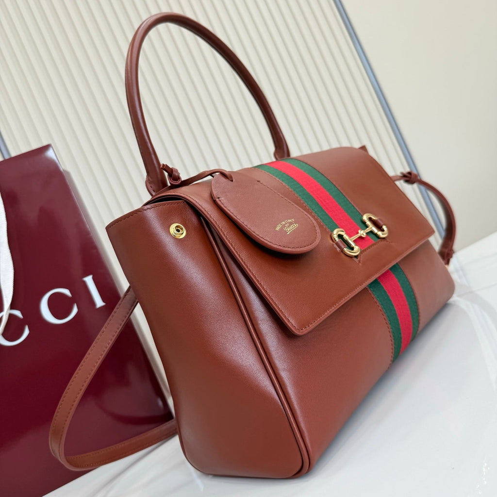 Gucci 875018 Paparazzo Medium Top Handle Bag Chestnut