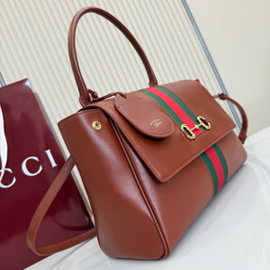 Gucci 875018 Paparazzo Medium Top Handle Bag Chestnut - Default Title - View 2
