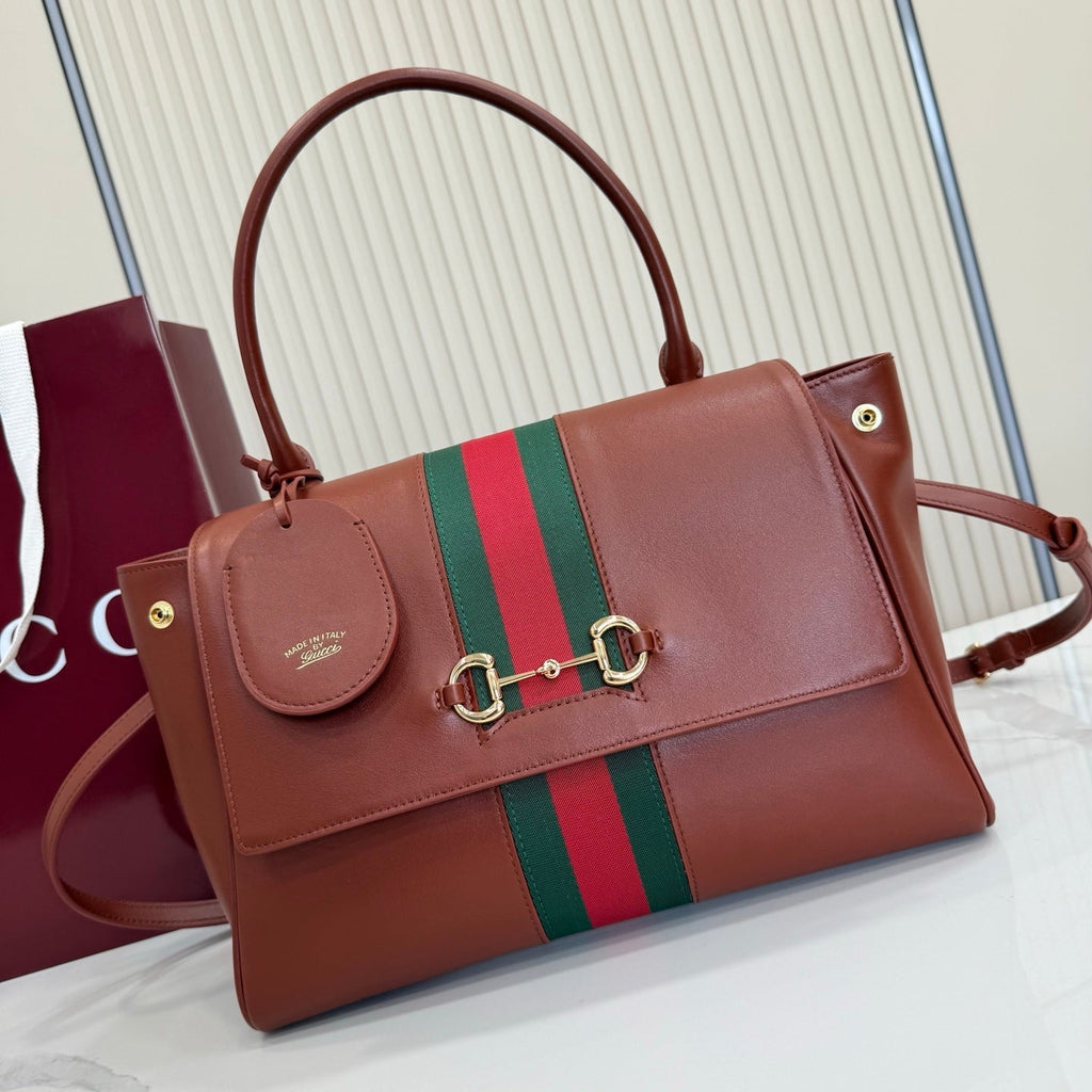 Gucci 875018 Paparazzo Medium Top Handle Bag Chestnut