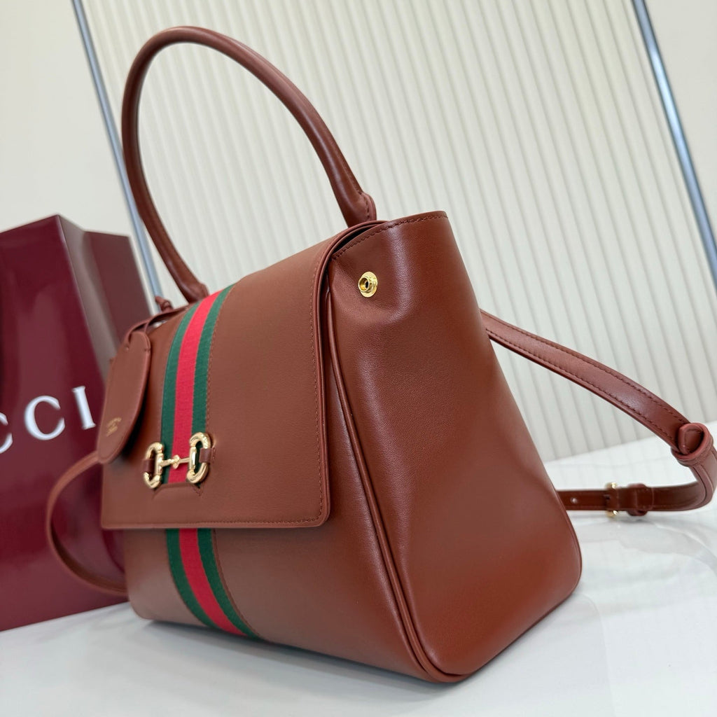 Gucci 875018 Paparazzo Medium Top Handle Bag Chestnut