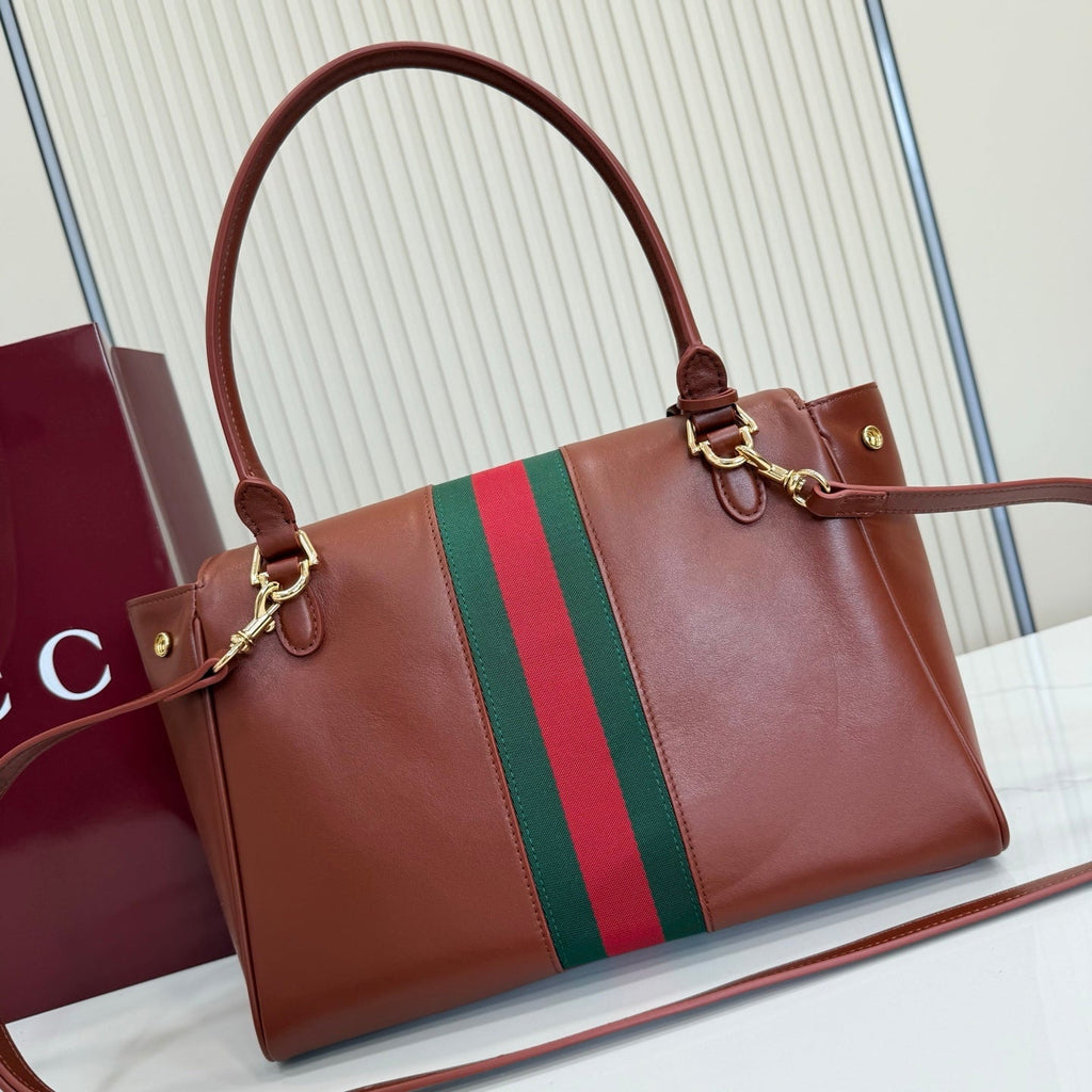 Gucci 875018 Paparazzo Medium Top Handle Bag Chestnut