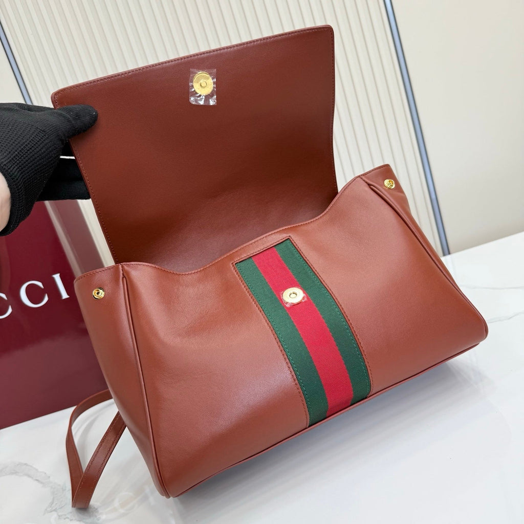 Gucci 875018 Paparazzo Medium Top Handle Bag Chestnut
