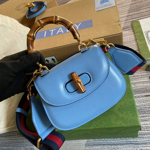 Gucci Bamboo1947 Mini top handle bag 686864 Blue - Default Title - View 4