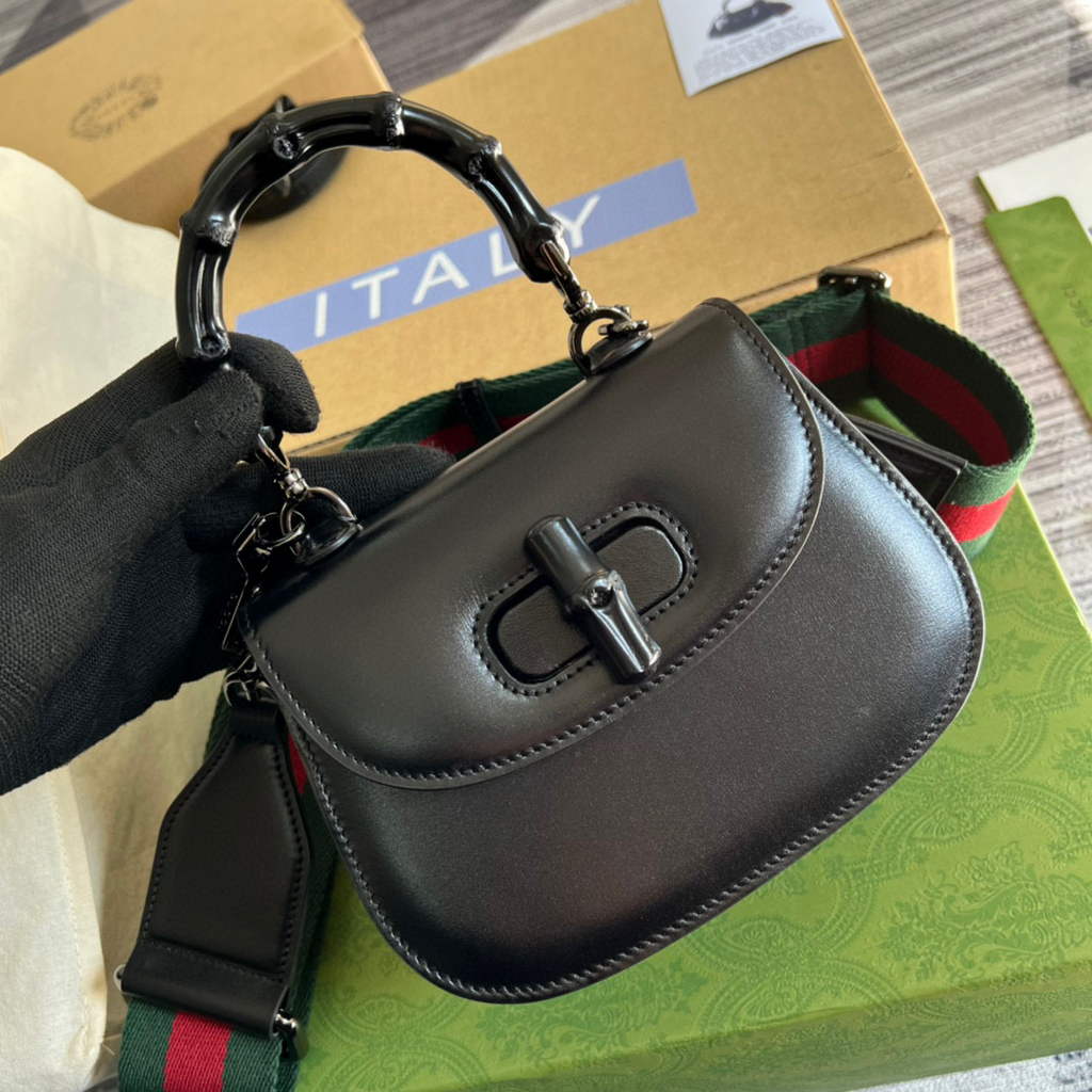 Gucci Bamboo1947 Mini top handle bag 686864 Black