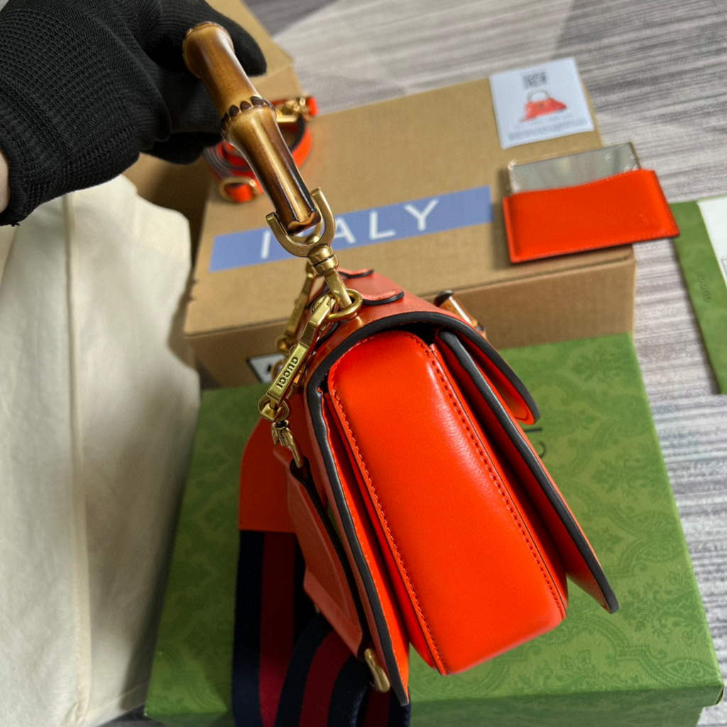 Gucci Bamboo1947 small top handle bag 675797 Red