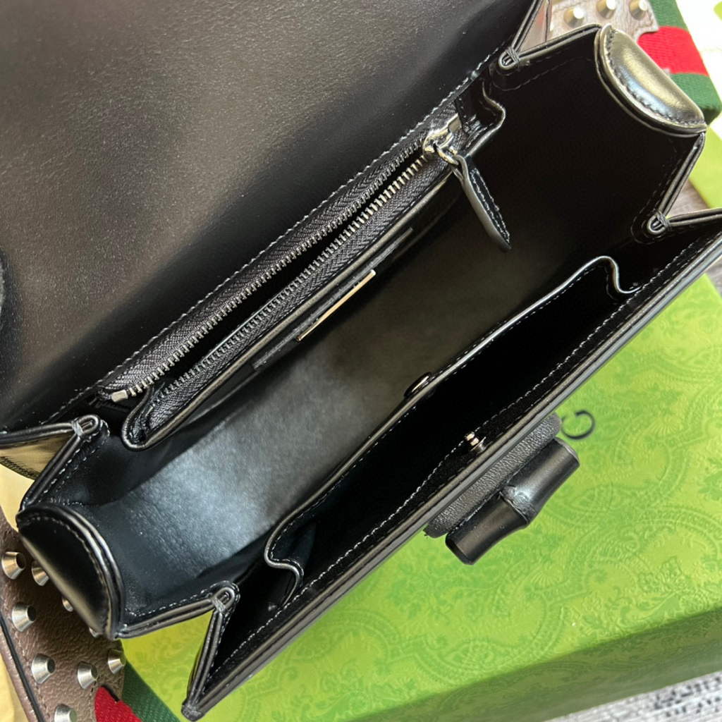 Gucci Bamboo1947 small top handle bag 675797 Black slivery