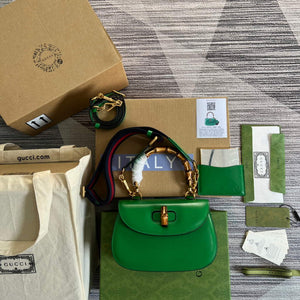 Gucci 675797 Bamboo1947 small top handle bag Green - Default Title - View 1