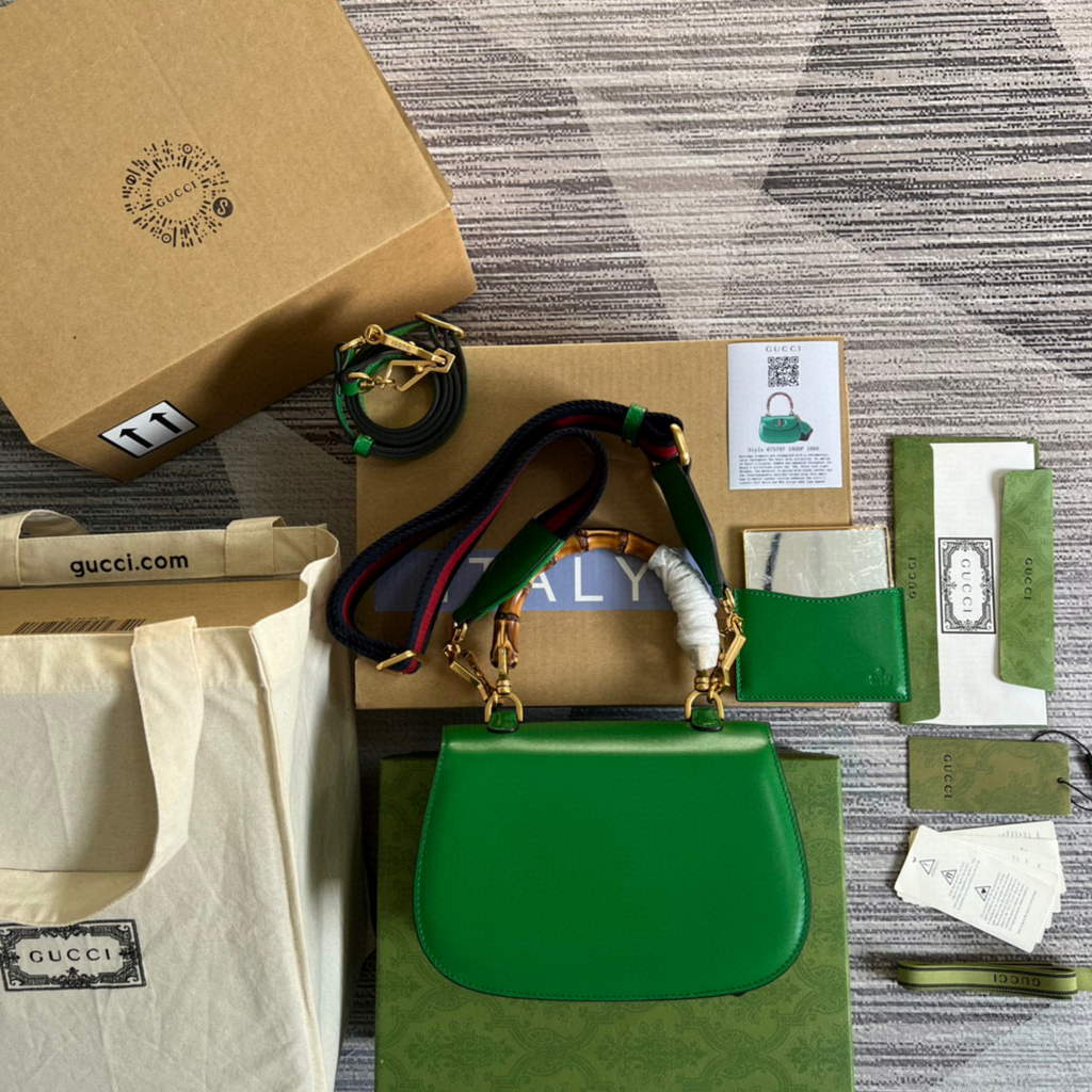 Gucci 675797 Bamboo1947 small top handle bag Green