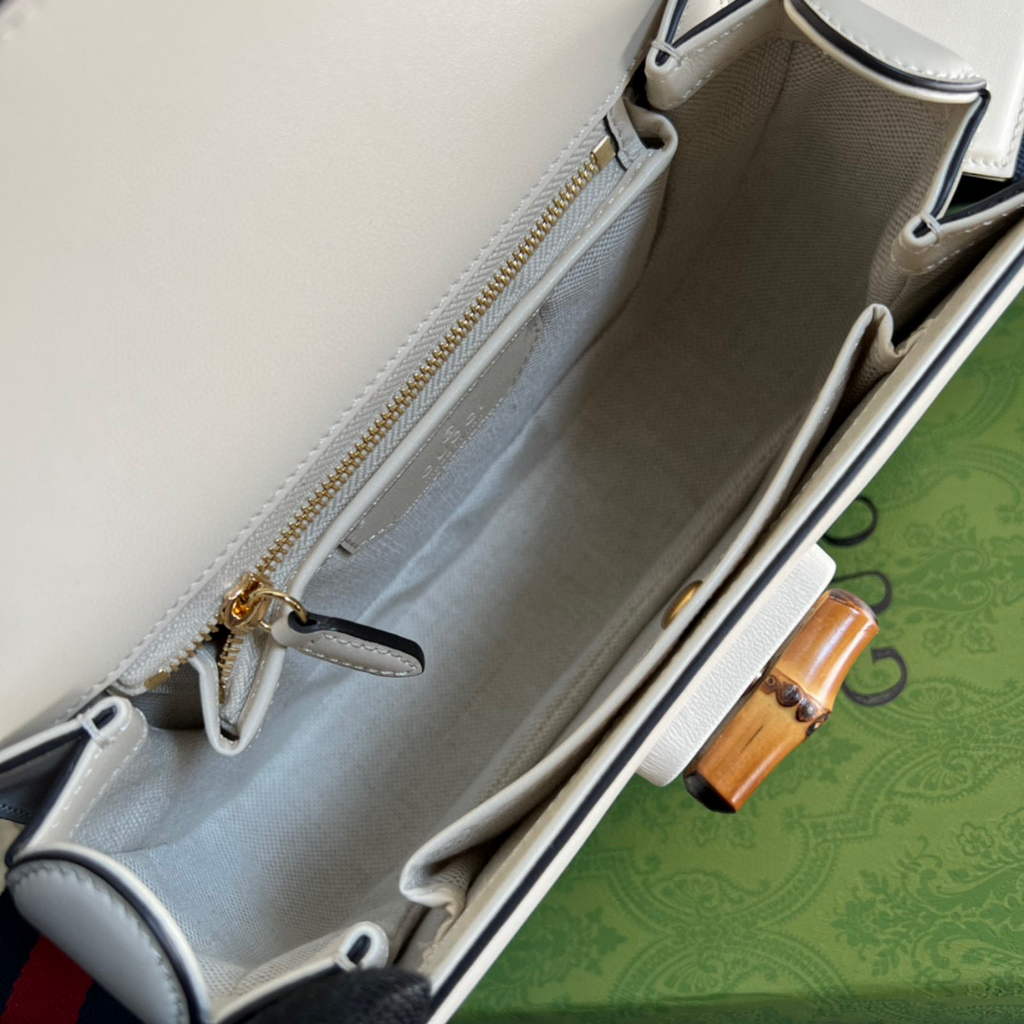Gucci 675797 Bamboo1947 small top handle bag White