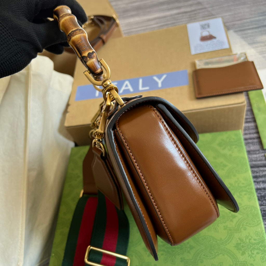 Gucci 675797 Bamboo1947 small top handle bag Tan