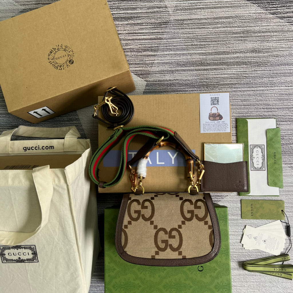 Gucci 675797 Bamboo1947 small top handle bag Brown