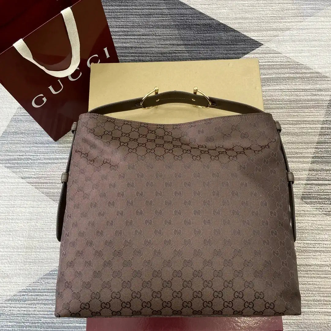 Gucci  Beatrix Large Tote Bag 850546 Dark Brown GG canvas