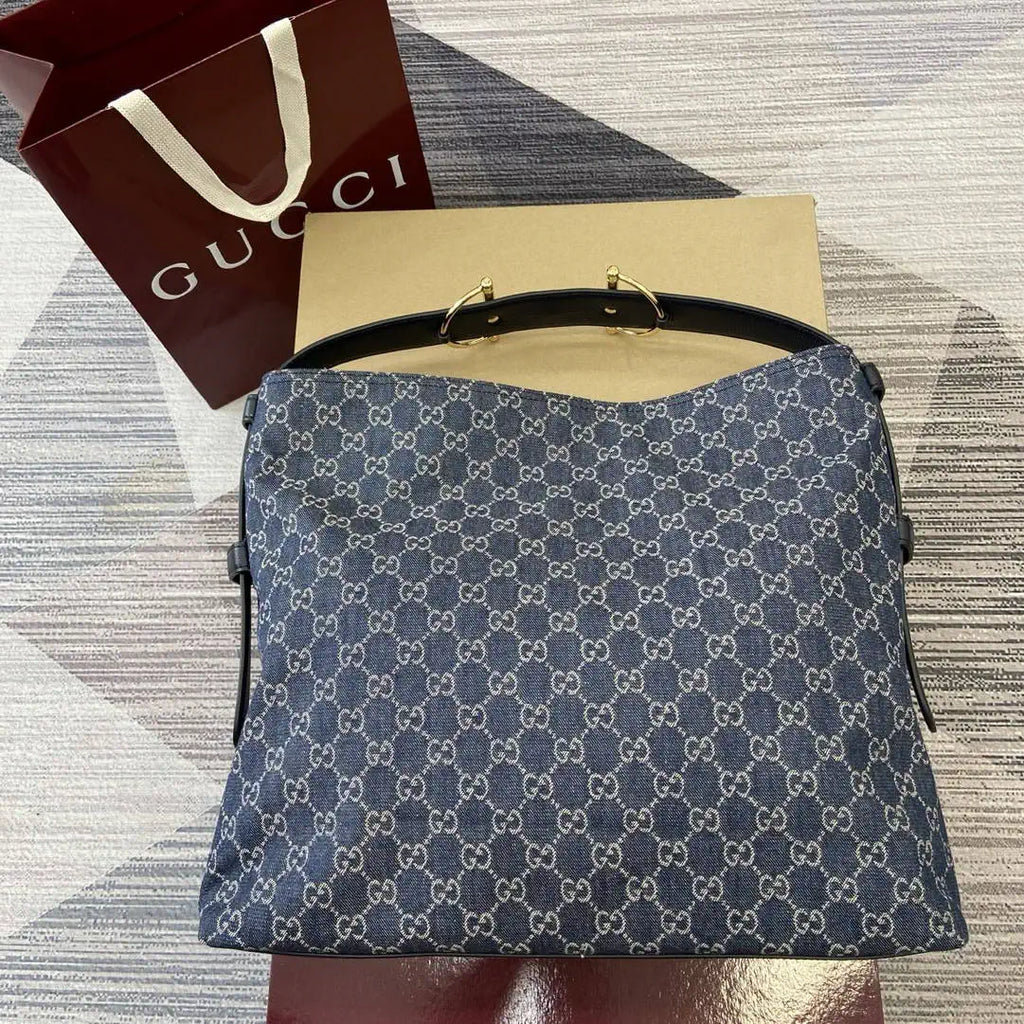 Gucci  Beatrix Large Tote Bag 850546 Navy Blue GG canvas