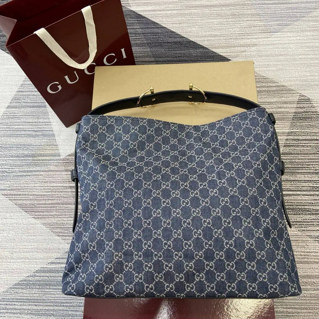 Gucci  Beatrix Large Tote Bag 850546 Navy Blue GG canvas