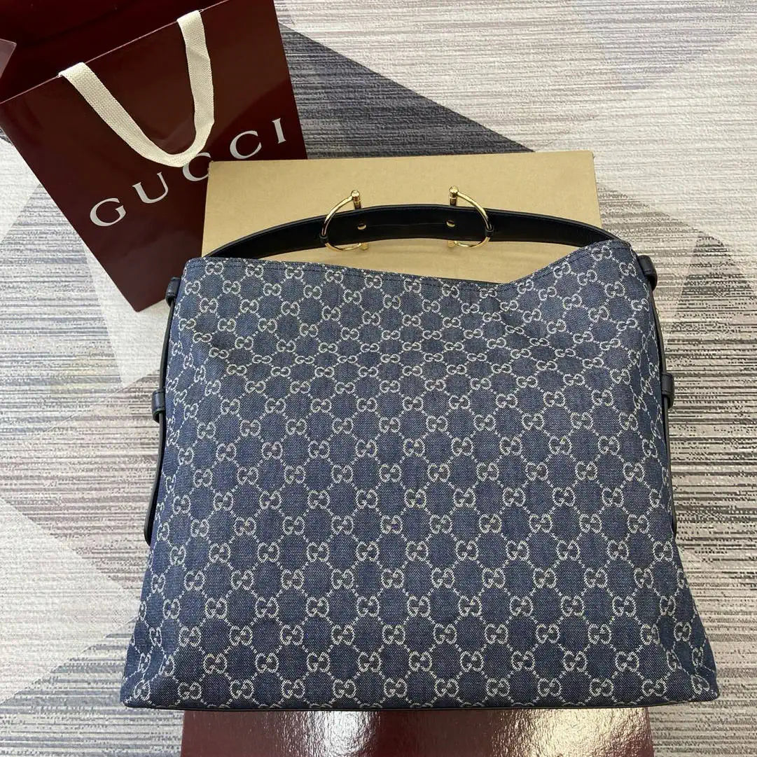 Gucci  Beatrix Large Tote Bag 850546 Navy Blue GG canvas