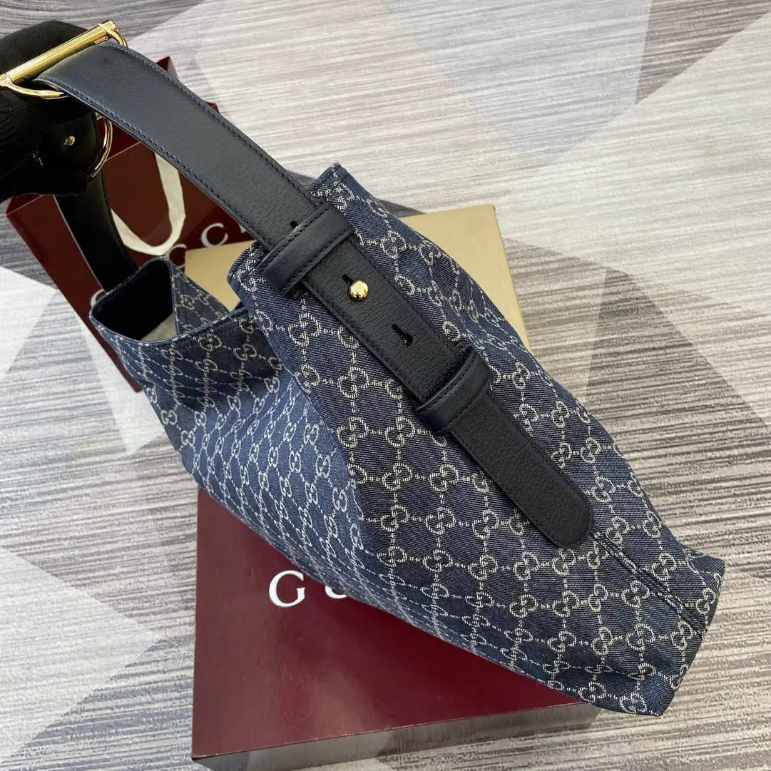 Gucci  Beatrix Large Tote Bag 850546 Navy Blue GG canvas