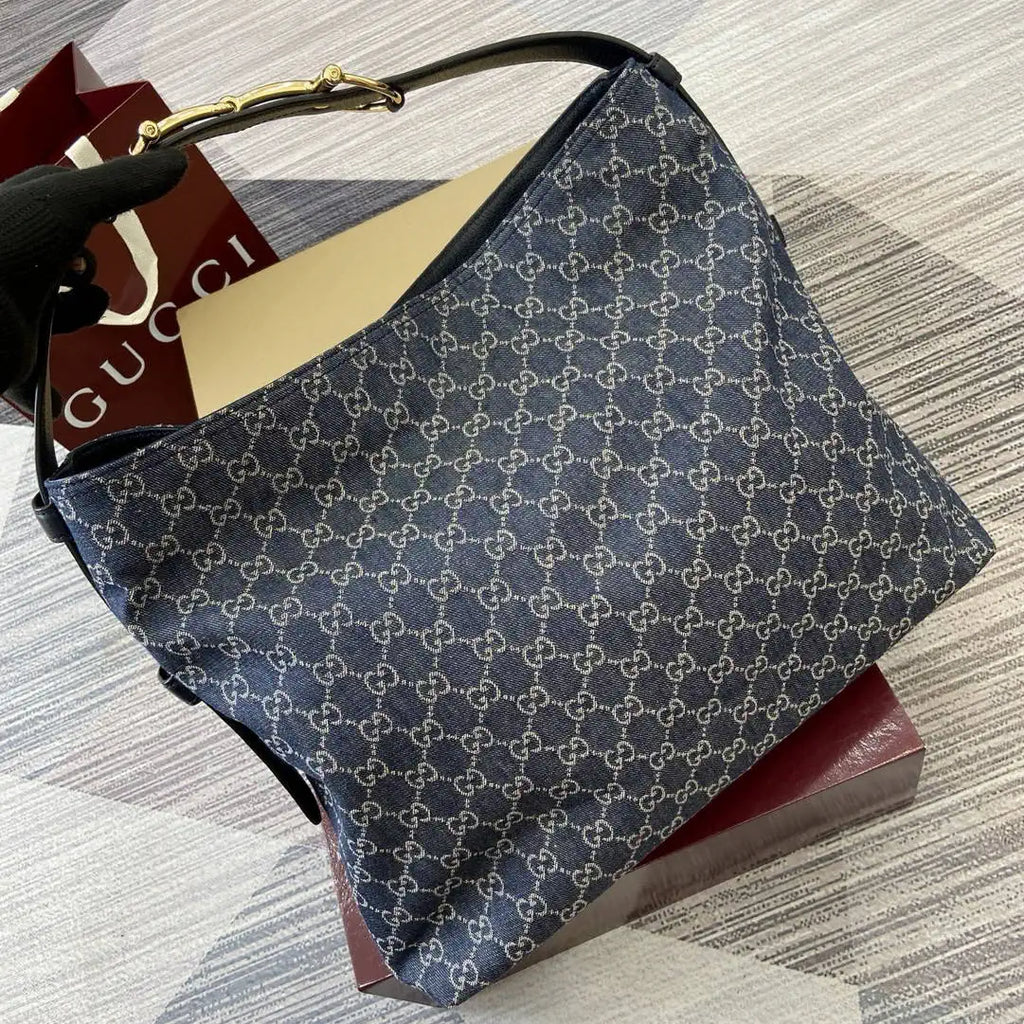 Gucci  Beatrix Large Tote Bag 850546 Navy Blue GG canvas