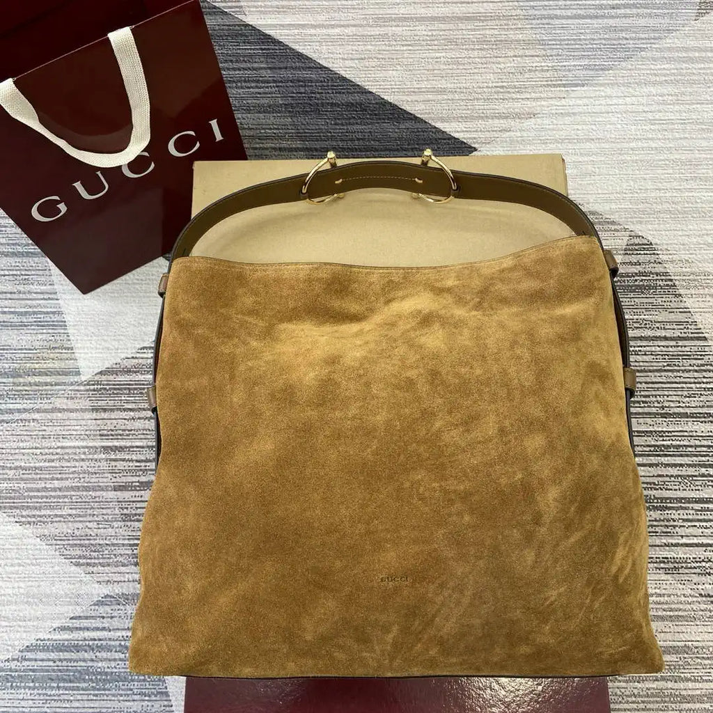 Gucci  Beatrix Large Tote Bag 850546 Brown Suede