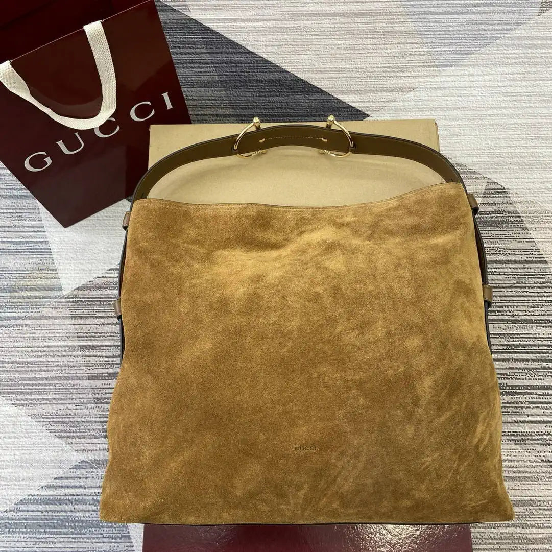 Gucci  Beatrix Large Tote Bag 850546 Brown Suede