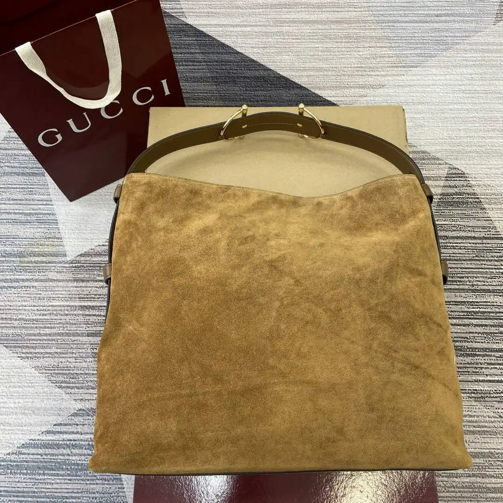 Gucci  Beatrix Large Tote Bag 850546 Brown Suede