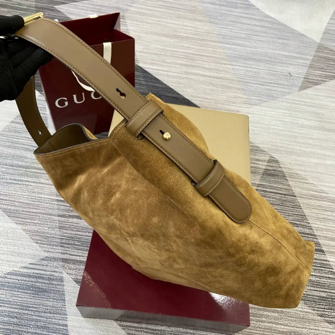 Gucci  Beatrix Large Tote Bag 850546 Brown Suede